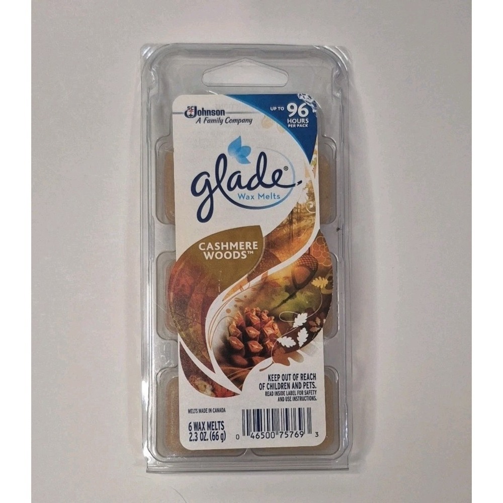Glade Cashmere Woods Wax Melts  Brand New 6 wax melts 2.3 oz
